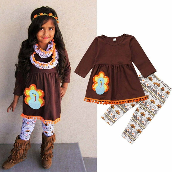 BLTIBY 2-7 Years Childrens Girls Outfits Autumn Winter Pullover Long Sleeve Crewneck Sweatshirts Top Sweatpants 2 Piece Fashion Clothing Sets Brown 6-7 Years