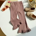 thumbnail image 1 of BLTIBY 2-8Years Toddler Baby Girl Flare Pants Solid Colour Cotton Trouser for Infant Little Girls Wide Leg Ruffle Pant Ribbed Bell Bottoms Legging Trousers Coffee 4-5Years, 1 of 3