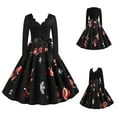 thumbnail image 1 of BLTIBY 2024 Vintage Christmas Dress for Women Winter Fall Long Sleeve V Neck 1950s Cocktail Dresses Evening Party Prom Pleated Outfits Knee-Length with Belt Black XXL, 1 of 7