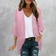 thumbnail image 1 of BLTIBY 2024 Womens Cardigan Jacket Spring Autumn Solid Colour Open Front 3/4 Sleeve Sweaters Casual Trendy Lightweight Coats Pink S, 1 of 6