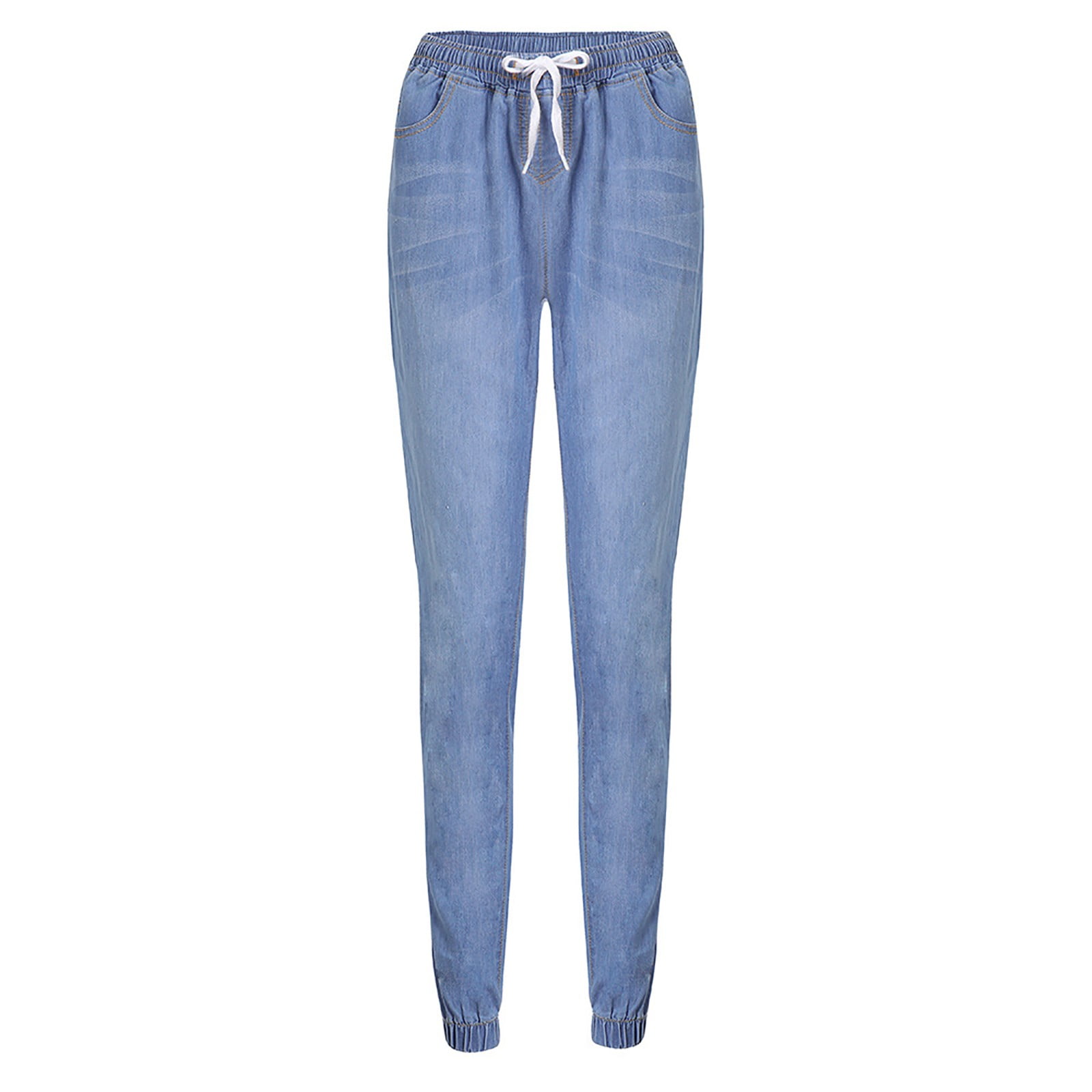 Akivide Women's High Waist Baggy Straight Leg Jeans - Boyfriend Fit, Button Fly, Roll Hem Denim Pants - View #2
