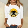 thumbnail image 1 of BLTIBY 2025 Bee Shirts for Women 3/4 Length Sleeve Tunic Tops Funny Cute Bee Graphic Tee Blouse Summer Casual Tshirt Ladies Gifts Pullover Tops White 3 5XL, 1 of 5