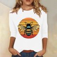 thumbnail image 1 of BLTIBY 2025 Bee Shirts for Women 3/4 Length Sleeve Tunic Tops Funny Cute Bee Graphic Tee Blouse Summer Casual Tshirt Ladies Gifts Pullover Tops White 6 3XL, 1 of 5
