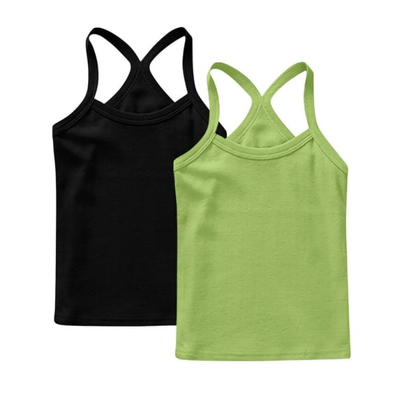 BLTIBY 2025 Girls Boys Tank Top Summer Sleeveless Camisole Y Vest T Shirt Toddler Infant Round Neck Solid Color Fashion Casual Blouse Black 2 8-9 Years