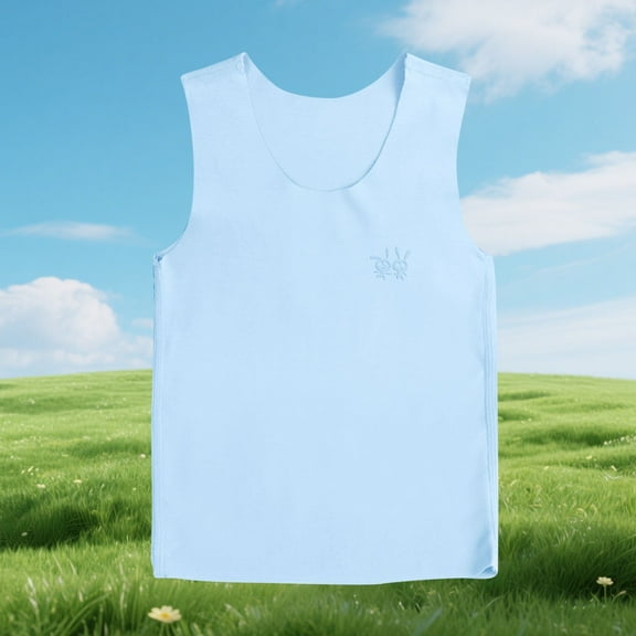 BLTIBY 2025 Girls Tank Top Summer Cotton Sleeveless T Shirt for Teen Toddler Infant Round Neck Solid Color Casual Fashion Blouse Light Blue 7-8 Years