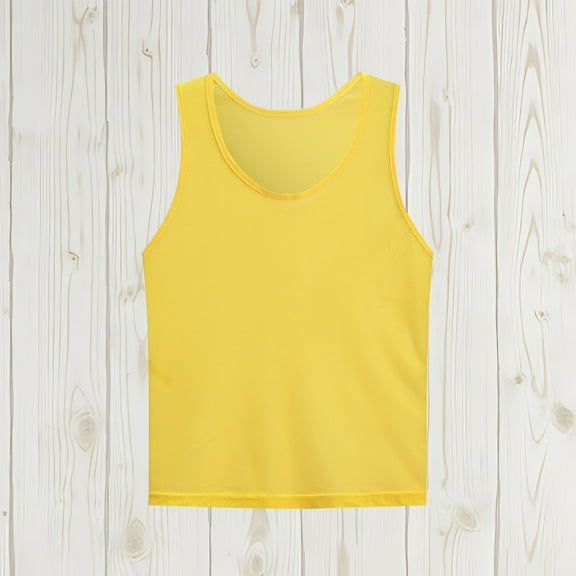 BLTIBY 2025 Girls Tank Top Summer Cute Mesh Sleeveless T Shirt for Teen Toddler Infant Round Neck Solid Color Casual Fashion Tee Blouse Yellow 9-13 Years