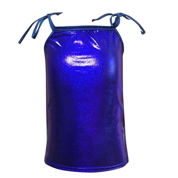 BLTIBY 2025 Girls Tank Top Summer Sleeveless Glitter Strap T Shirt for Teen Toddler Infant Solid Color Casual Fashion Performance Blouse Blue 11-12 Years