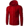 thumbnail image 1 of BLTIBY 2025 Men Sweatshirt Jacket Hoodies Winter Autumn Solid Color Zip Up Drawstring Sherpa Lined Thick Warm Fleece Coat Outwear with Pockets Red XXL, 1 of 5