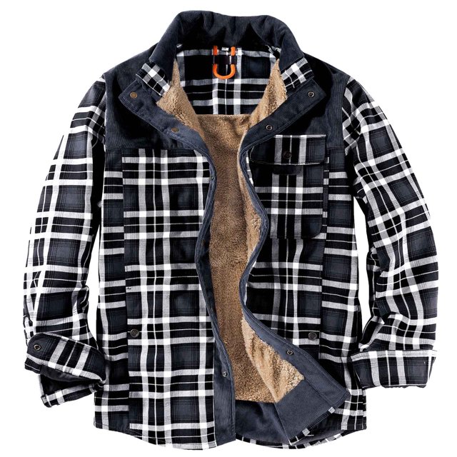 BLTIBY 2025 Mens Flannel Fleece Shirt Jacket Fall Winter Plaid Printed