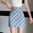 thumbnail image 1 of BLTIBY 2025 Plaid Skirts for Women High Waisted Hip A Line Pencil Casual Mini Skirt Fashion Comfortable Skorts Blue XL, 1 of 6