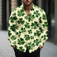 thumbnail image 1 of BLTIBY 2025 St. Patrick's Day Shirt for Men Button Down Irish Shamrock Printed Long Sleeve Lapel Shirts Casual Loose Fit Tops Green 7 XXL, 1 of 5