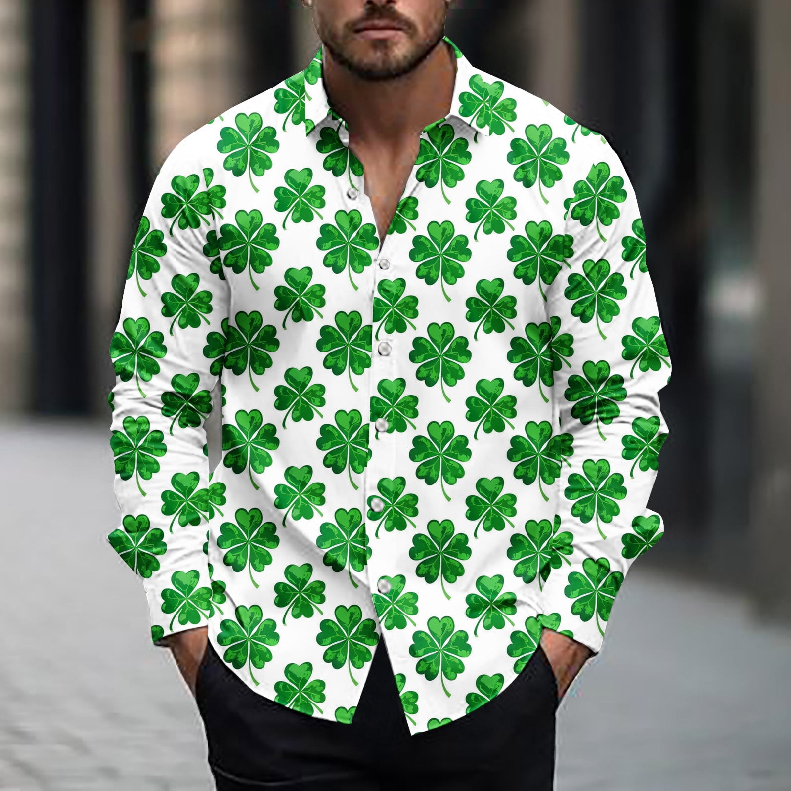 BLTIBY 2025 St. Patrick's Day Shirt for Men Button Down Irish Shamrock  Printed Long Sleeve Lapel Shirts Casual Loose Fit Tops Green XXL -  Walmart.com