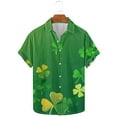 thumbnail image 1 of BLTIBY 2025 St. Patrick's Day Shirt for Men Button Down Irish Shamrock Printed Short Sleeve Lapel Shirts Casual Loose Fit Top Green 2 M, 1 of 4