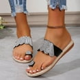 thumbnail image 1 of BLTIBY 2025 Summer Sandals for Women Orthopedic Sandals Rhinestone Flat Sandals Comfortable Ring Toe Slippers Beach Shoes Black 35, 1 of 9