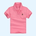 thumbnail image 1 of BLTIBY 2025 Toddler Girls Boys Button T-shirt Summer Lapel Solid Color Short Sleeve Tee Kids Fashion Casual Pullover Tops Pink 3-4 Years, 1 of 3