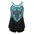 thumbnail image 1 of BLTIBY 2025 Two Piece Tankini Swimsuits for Women with Shorts Printed Sleeveless Tummy Control Bathing Suits Athletic Swimwear Blue M, 1 of 6