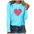 thumbnail image 1 of BLTIBY 2025 Valentine's Day Sweatshirts for Women Autumn Spring Long Sleeve Crewneck Funny Love Heart Graphic Valentines Shirts Casual Valentines Pullover Top Blue XL, 1 of 3