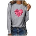 thumbnail image 1 of BLTIBY 2025 Valentine's Day Sweatshirts for Women Autumn Spring Long Sleeve Crewneck Funny Love Heart Graphic Valentines Shirts Casual Valentines Pullover Top Gray M, 1 of 3