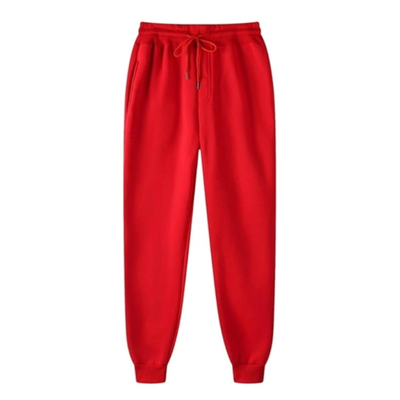 BLTIBY 2025 Women's Sweatpants Solid Color Fleece Casual Drawstring Sweat Pants Workout Athletic Joggers with Pockets Red 5XL