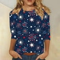 thumbnail image 1 of BLTIBY 2025 Womens Blouse Summer Independence Day Printed Round Neck Short Sleeve Shirts Loose Novelty Graphic T-Shirts Fashion Casual Pullover Tops Multicolor 6 XL, 1 of 5