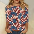 thumbnail image 1 of BLTIBY 2025 Womens Blouse Summer Independence Day Printed Round Neck Short Sleeve Shirts Loose Novelty Graphic T-Shirts Fashion Casual Pullover Tops Multicolor 7 XL, 1 of 5