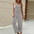 thumbnail image 1 of BLTIBY 2025 Womens Cotton Linen Jumpsuits Summer Wide Leg Bib Overalls Casual Sleeveless Rompers Fashion Pants Gray S, 1 of 8