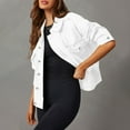 thumbnail image 1 of BLTIBY 2025 Womens Denim Jacket Fall Winter Solid Color Casual Jean Coats with Hood Fashion Lightweight Trucker Outwear White XL, 1 of 9