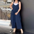 thumbnail image 1 of BLTIBY 2025 Womens Jumpsuits Summer Wide Leg Bib Button Overalls Casual Sleeveless Rompers Fashion Pants with Pockets Navy M, 1 of 7