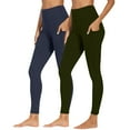 thumbnail image 1 of BLTIBY 2PC Women's Yoga Pants High Waist Solid Colour Tummy Control Leggings with Pockets Workout Tight Athletic Trousers 2025 Army Green XL, 1 of 8