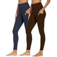 thumbnail image 1 of BLTIBY 2PC Women's Yoga Pants High Waist Solid Colour Tummy Control Leggings with Pockets Workout Tight Athletic Trousers 2025 Brown XL, 1 of 8