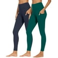 thumbnail image 1 of BLTIBY 2PC Women's Yoga Pants High Waist Solid Colour Tummy Control Leggings with Pockets Workout Tight Athletic Trousers 2025 Green XL, 1 of 8