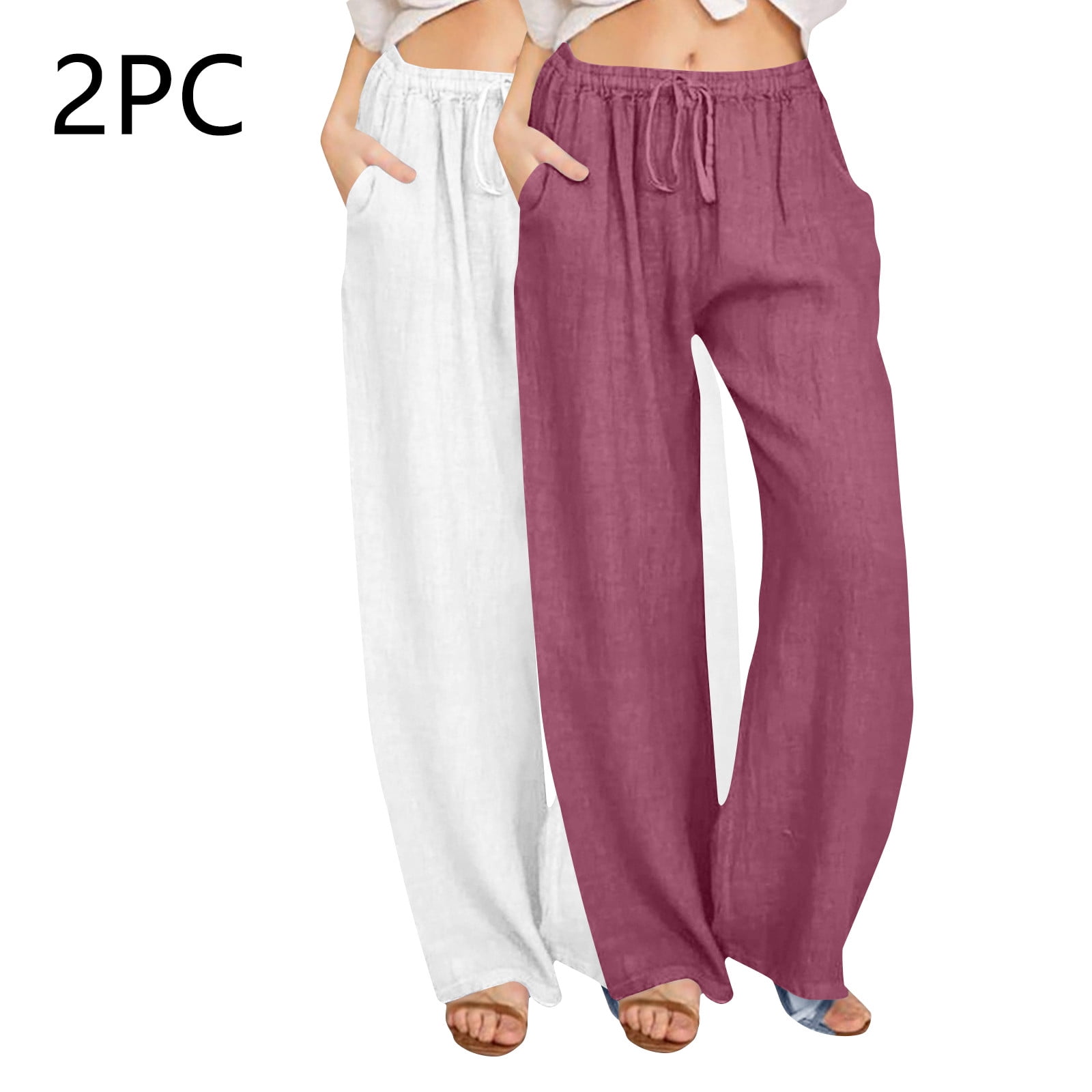 Women’s High-Waist Pants with Straight Legs and Pockets
