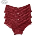 thumbnail image 1 of BLTIBY 3PC Low Waist Thongs Erotic Panties for Women Solid Color Lace Briefs Comfortable Fashion Breathable Underpant Wine 2 XL, 1 of 8