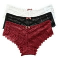 thumbnail image 1 of BLTIBY 3PC Low Waist Thongs Erotic Panties for Women Solid Color Lace Briefs Comfortable Fashion Breathable Underpant Wine M, 1 of 8