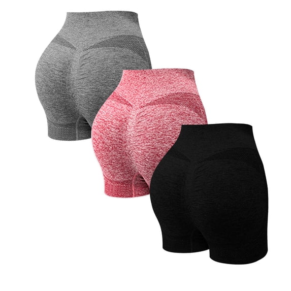 BLTIBY 3PC Women Butt Lifter Shapewear High Waisted Tummy Control Underwear Seamless Solid Color Body Shaper Shorts Black 3 M