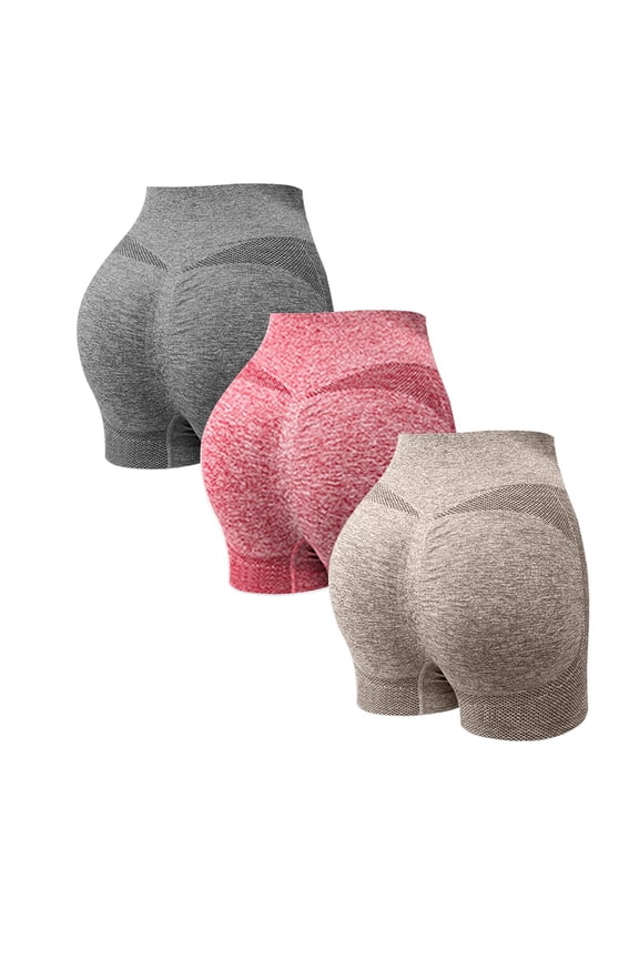 3PC Women Butt Lifter Shapewear High Waisted Tummy Control Underwear Seamless Solid Color Body Shaper Shorts Khaki 3 S