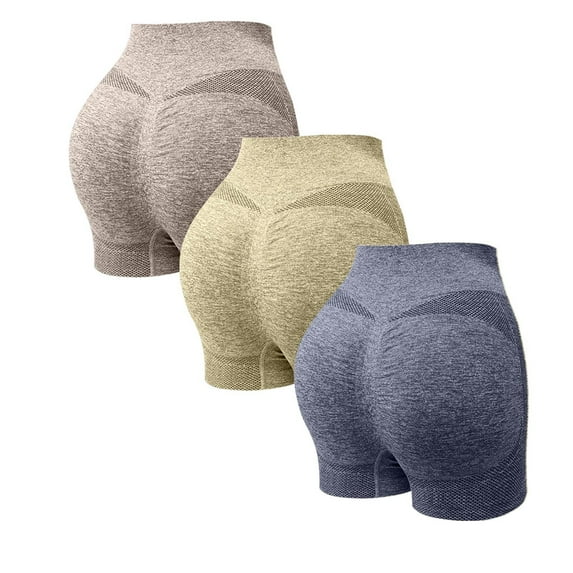BLTIBY 3PC Women Butt Lifter Shapewear High Waisted Tummy Control Underwear Seamless Solid Color Sports Body Shaper Shorts Blue XXL