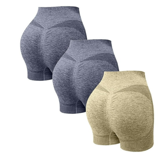BLTIBY 3PC Women Butt Lifter Shapewear High Waisted Tummy Control Underwear Seamless Solid Color Sports Body Shaper Shorts Yellow 3 M