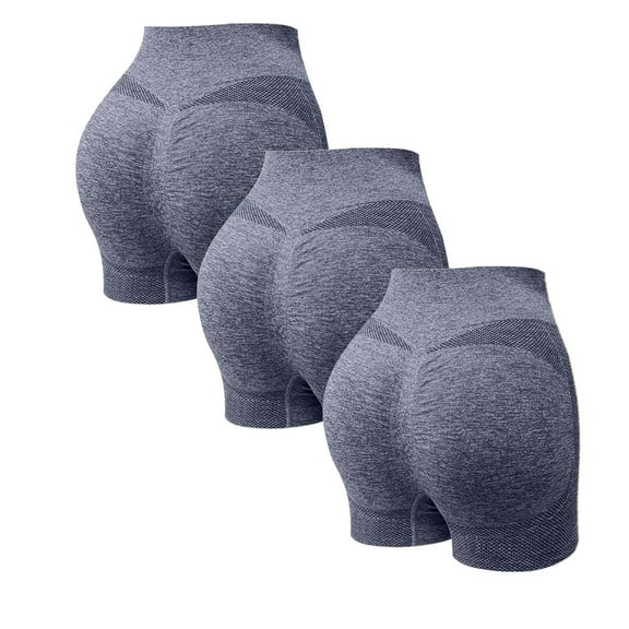 BLTIBY 3PC Women Butt Lifter Shapewear Tummy Control High Waisted Underwear Seamless Solid Color Sports Body Shaper Shorts Blue 3 XL