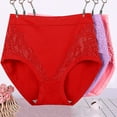thumbnail image 1 of BLTIBY 3PC Womens Cotton Triangle Panties High Waisted Solid Color Leak Proof Large Size Underwear Fashion Comfortable Briefs Red 4XL, 1 of 5