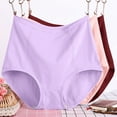 thumbnail image 1 of BLTIBY 3PC Womens Cotton Triangle Panties High Waisted Solid Color Leak Proof Plus Size Underwear Fashion Comfortable Briefs Purple 6XL, 1 of 9