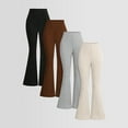 thumbnail image 1 of BLTIBY 4PC Girls Boys Flare Pants Fall Ribbed Knit Solid Color High Waisted Yoga Bottom Pant Toddler Elastic Waist Lightweight Fashion Leggings Trousers Beige 12-13 Years, 1 of 7