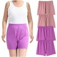 thumbnail image 1 of BLTIBY 4PC Women's Flat Corner Panties Solid Color Cotton Breathable High Waist Comfortable Large Size Middle-aged and Elderly Pink L, 1 of 9