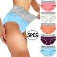 thumbnail image 1 of BLTIBY 5PCS Mid Waist Cotton Panties for Women Hip Lifting Solid Color Plus Size Triangle Briefs Fashion Comfortable Multicolor 2 L, 1 of 9