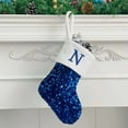 thumbnail image 1 of BLTIBY 9 inches Personalized Sequin Christmas Stocking with 26 Letter, Blue Initial Monogram Embroidered Xmas Stockings for Family Party Fireplace Tree Decoration N One Size, 1 of 3