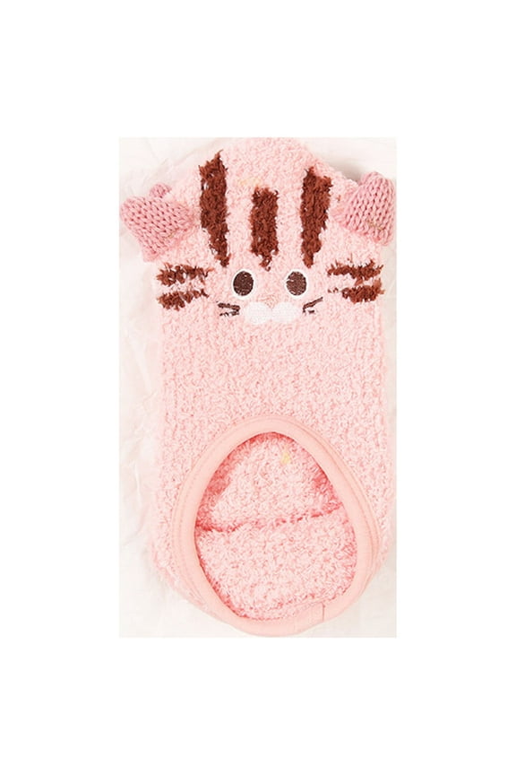 Ankle Socks for Women Girls Fuzzy Animal Home Non Slip Cute Slipper Socks with Grippers for Yoga Winter Warm Thick Plush Sock Pink One Size