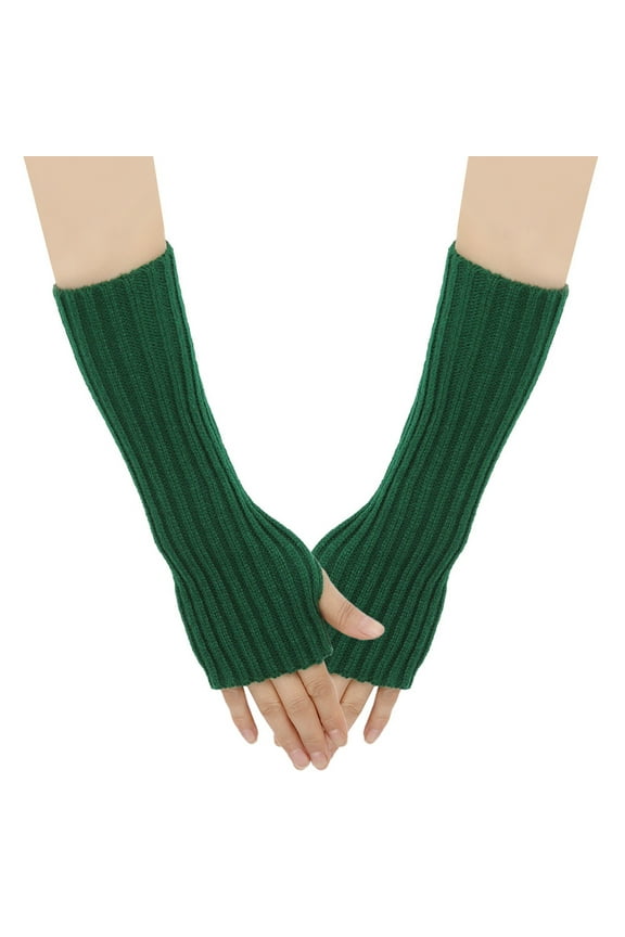 Arm Sleeves Warmer Knit Cycling Thermal Arm Warmer Winter Arm Cover with Thumb Holes for Women Army Green Free Size