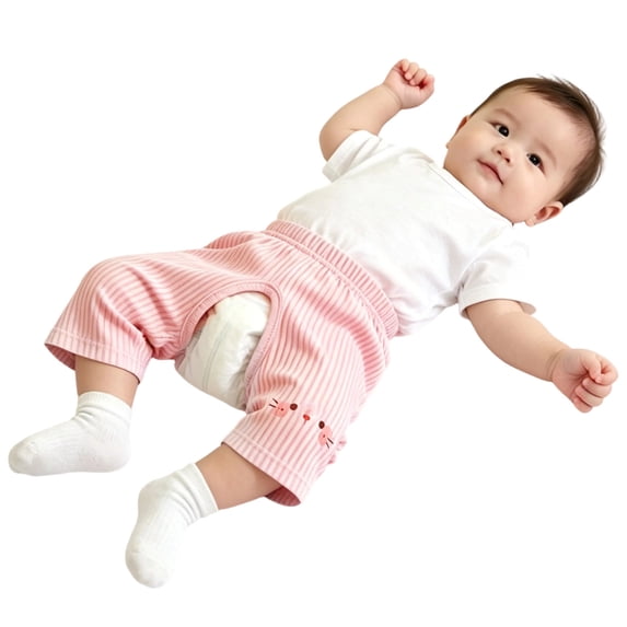 BLTIBY Baby Boys Girls Open Crotch Shorts Soft Cotton Infant Summer Comfortable Daily Shorts Pink 12-18 Months