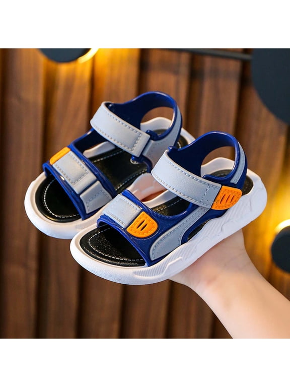 Baby Boys Sandals Summer Shoes Rubber Sole Infant Toddler First Walkers Non-slip Outdoor Breathable Shoes Blue 3 Years