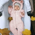 thumbnail image 1 of BLTIBY Baby Girl Clothes Jumpsuits Hoodies Solid Colour Long Sleeve Winter Fleece Thick Warm Pajamas Infant Newborn One-Piece Outfits Cute Comfortable Rompers 0-2 Years Pink 12-18 Months, 1 of 9